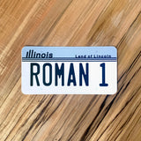 Roman 1 License Plate Sticker