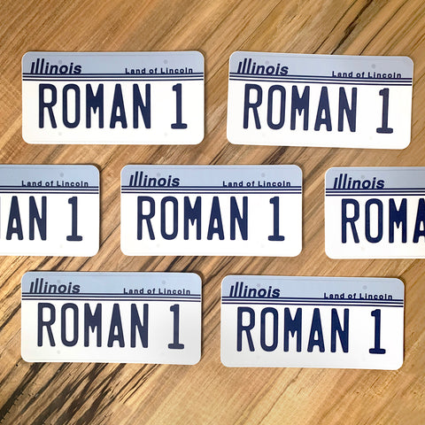 Roman 1 License Plate Sticker