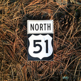 51 North Highway Sign Sticker