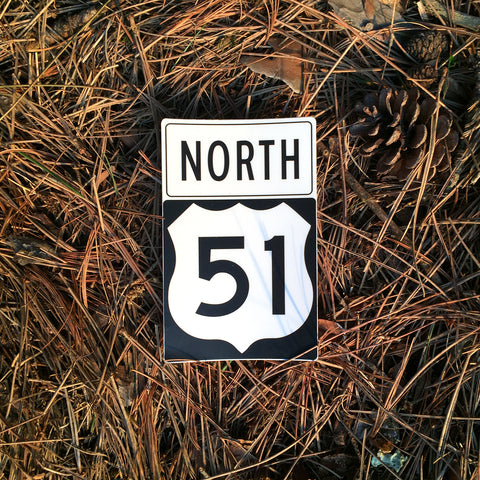 51 North Highway Sign Sticker